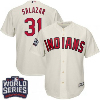 Men's Cleveland Indians #31 Danny Salazar Cream Alternate 2016 World Series Patch Stitched MLB Majestic Cool Base Jersey