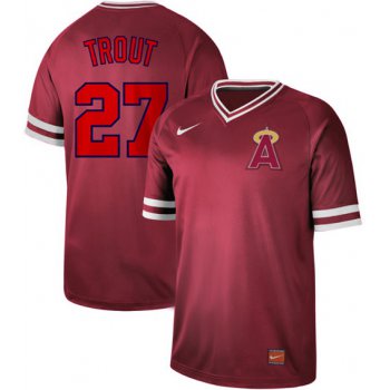 Angels of Anaheim #27 Mike Trout Red Authentic Cooperstown Collection Stitched Baseball Jersey