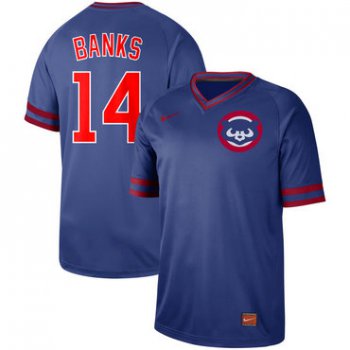 Men's Chicago Cubs 14 Ernie Banks Blue Throwback Jersey