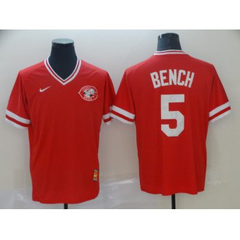Men's Cincinnati Reds 5 Johnny Bench Red Throwback Jersey