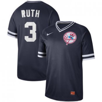 Men's New York Yankees 3 Babe Ruth Blue Throwback Jersey