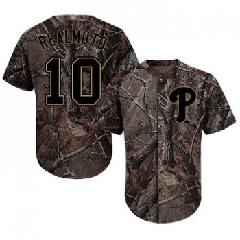 Men's Philadelphia Phillies #10 J. T. Realmuto Camo Realtree Collection Cool Base Stitched Baseball Jersey