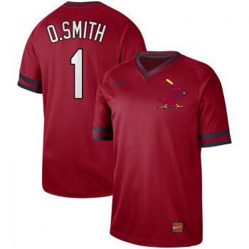 Men's St. Louis Cardinals 1 O.Smith Red Throwback Jersey