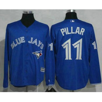 Men's Toronto Blue Jays #11 Kevin Pillar Blue Alternate Long Sleeve New Cool Base Jersey