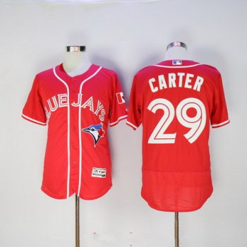 Men's Toronto Blue Jays #29 Joe Carter Retired Red Stitched MLB 2016 Canada Day Majestic Flex Base Jersey