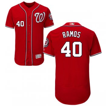 Men's Washington Nationals #40 Wilson Ramos Alternate Red Majestic Alternate Flex Base Authentic Collection Baseball Jersey