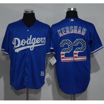Dodgers #22 Clayton Kershaw Blue USA Flag Fashion Stitched MLB Jersey