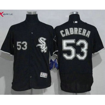 Men's Chicago White Sox #53 Melky Cabrera Black Stitched MLB 2016 Majestic Flex Base Jersey