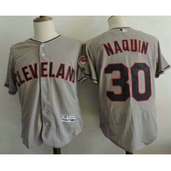 Men's Cleveland Indians #30 Tyler Naquin Gray Road Stitched MLB 2016 Majestic Flex Base Jersey