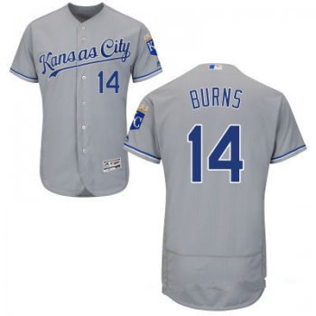 Men's Kansas City Royals #14 Billy Burns Gray Road Stitched MLB 2016 Majestic Flex Base Jersey