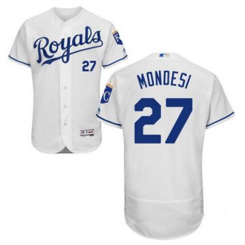 Men's Kansas City Royals #27 Raul A. Mondesi White Home Stitched MLB 2016 Majestic Flex Base Jersey