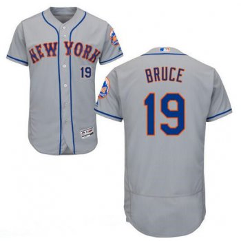 Men's New York Mets #19 Jay Bruce Gray Road 2016 Flex Base Majestic MLB Stitched Jersey