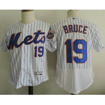 Men's New York Mets #19 Jay Bruce White Home Stitched MLB 2016 Majestic Flex Base Jersey
