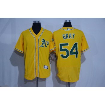 Men's Oakland Athletics #54 Sonny Gray Yellow 2016 Flex Base Majestic Stitched MLB Jersey