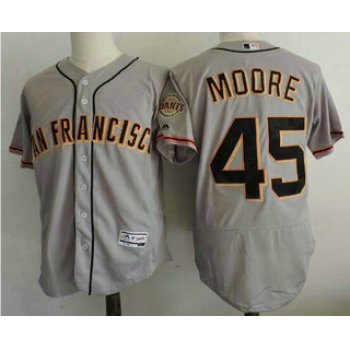 Men's San Francisco Giants #45 Matt Moore Gray Road Stitched MLB 2016 Majestic Flex Base Jersey