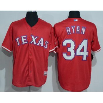 Men's Texas Rangers #34 Nolan Ryan Retired Red Stitched MLB Majestic Cool Base Jersey