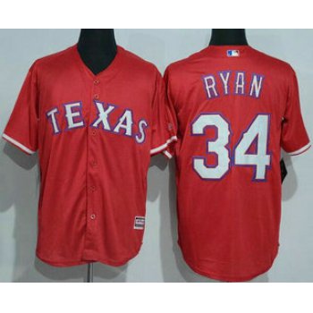 Men's Texas Rangers #34 Nolan Ryan Retired Red Stitched MLB Majestic Cool Base Jersey
