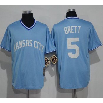Royals #5 George Brett Light Blue Cooperstown Stitched MLB Jersey