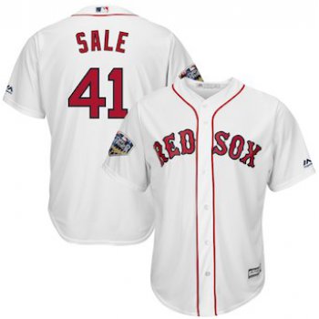 Men's Boston Red Sox #41 Chris Sale Majestic White 2018 World Series Cool Base Player Jersey