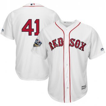 Men's Boston Red Sox #41 Chris Sale Majestic White 2018 World Series Cool Base Player Number Jersey