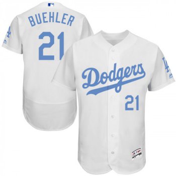 Men's Los Angeles Dodgers #21 Walker Buehler Player Authentic White Flex Base Father's Day Collection Jersey