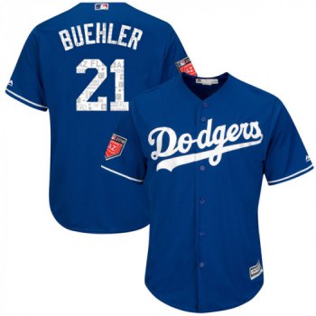 Men's Los Angeles Dodgers #21 Walker Buehler Player Replica Royal Cool Base 2018 Spring Training Jersey