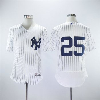 New York Yankees 25 Gleyber Torres Majestic White Strip Authentic Collection Stitched MLB Jersey