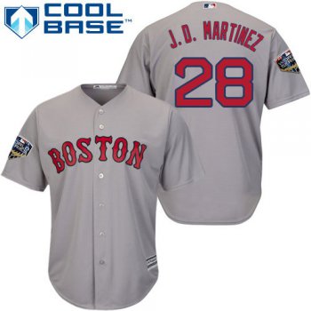 Red Sox #28 J. D. Martinez Grey New Cool Base 2018 World Series Stitched MLB Jersey