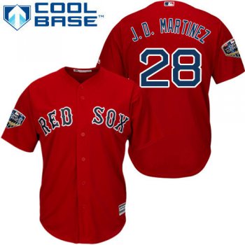 Red Sox #28 J. D. Martinez Red New Cool Base 2018 World Series Stitched MLB Jersey