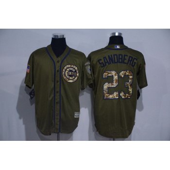 Men's Chicago Cubs #23 Ryne Sandberg Retired Green Salute to Service Cool Base Stitched MLB Jersey