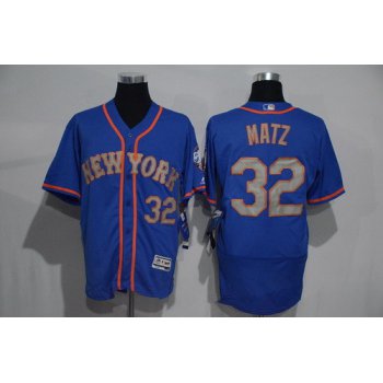Men's New York Mets #32 Steven Matz Blue With Gray 2016 Flexbase Majestic Baseball Jersey