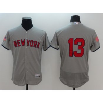 Men's New York Yankees #13 Alex Rodriguez Gray Fashion Stars & Stripes 2016 Flexbase MLB Independence Day Jersey
