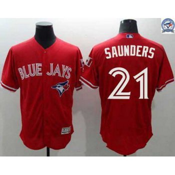 Men's Toronto Blue Jays #21 Michael Saunders Red 2016 Flexbase Majestic Baseball Jersey