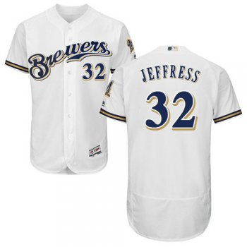 Milwaukee Brewers 32 Jeremy Jeffress White Flexbase Authentic Collection Stitched Baseball Jersey