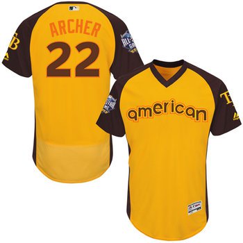 Chris Archer Gold 2016 All-Star Jersey - Men's American League Tampa Bay Rays #22 Flex Base Majestic MLB Collection Jersey