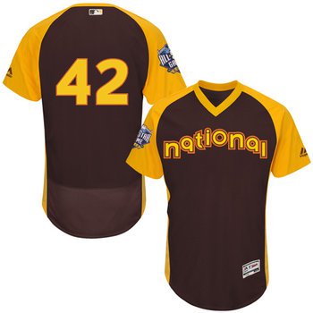 Jackie Robinson Brown 2016 All-Star Jersey - Men's National League Los Angeles Dodgers #42 Flex Base Majestic MLB Collection Jersey