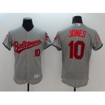 Men's Baltimore Orioles #10 Adam Jones Gray Fashion Stars & Stripes 2016 Flexbase MLB Independence Day Jersey