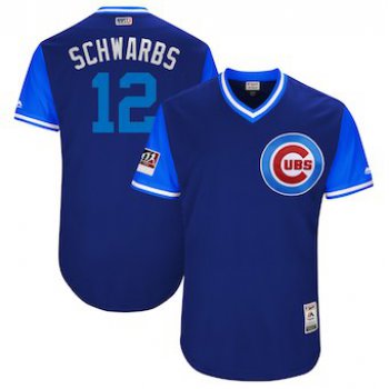 Men's Chicago Cubs 12 Kyle Schwarber Schwarbs Majestic Royal 2018 Players' Weekend Authentic Jersey