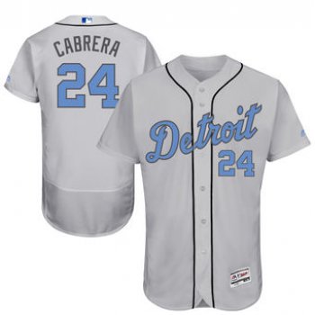 Men's Detroit Tigers 24 Miguel Cabrera Majestic Gray Father's Day Flex Base Jersey