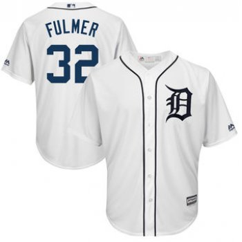 Men's Detroit Tigers 32 Michael Fulmer Majestic White Cool Base Player Jersey
