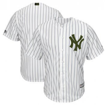 Men's New York Yankees Blank Majestic White 2018 Memorial Day Cool Base Team Jersey
