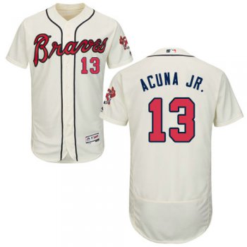 Atlanta Braves 13 Ronald Acuna Jr. Cream Flexbase Authentic Collection Stitched Baseball Jersey