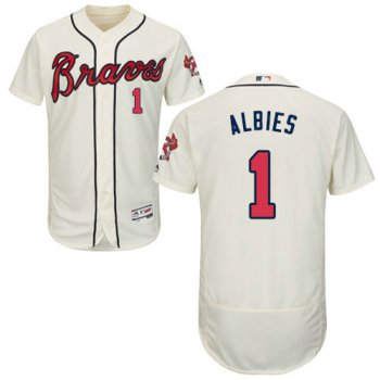 Atlanta Braves 1 Ozzie Albies Cream Flexbase Authentic Collection Stitched Baseball Jersey