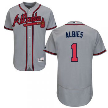 Atlanta Braves 1 Ozzie Albies Grey Flexbase Authentic Collection Stitched Baseball Jersey