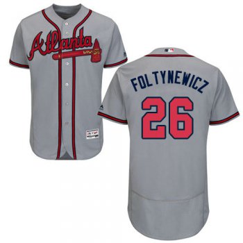 Atlanta Braves 26 Mike Foltynewicz Grey Flexbase Authentic Collection Stitched Baseball Jersey