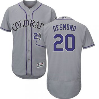 Colorado Rockies 20 Ian Desmond Grey Flexbase Authentic Collection Stitched Baseball Jersey