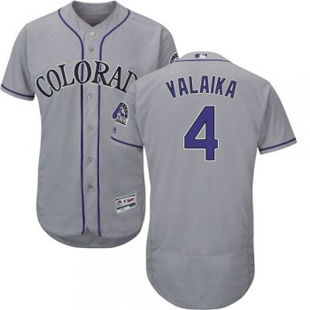 Colorado Rockies 4 Pat Valaika Grey Flexbase Authentic Collection Stitched Baseball Jersey