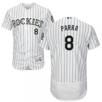 Colorado Rockies 8 Gerardo Parra White Strip Flexbase Authentic Collection Stitched Baseball Jersey