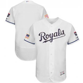 Kansas City Royals Majestic Blank White 2018 Stars and Stripes Authentic Collection Flex Base Team Jersey