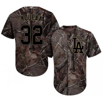Los Angeles Dodgers #32 Sandy Koufax Camo Realtree Collection Cool Base Stitched Baseball Jersey
